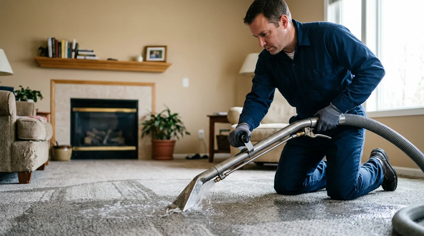 Water damage restoration technician working near Henderson, NY